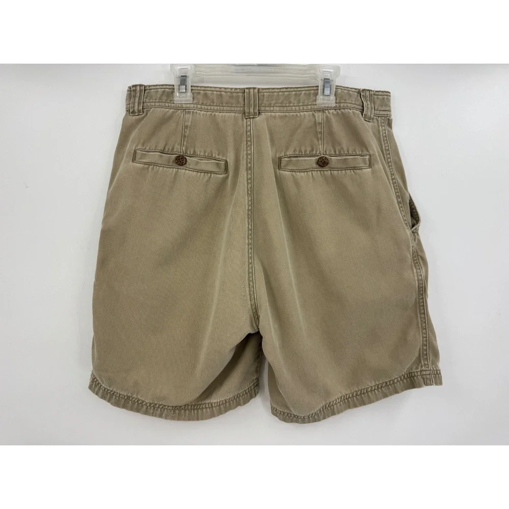 Tommy Bahama Mens Pleated Chino Shorts Khaki Tan Tencel‎ Cotton Size 33
